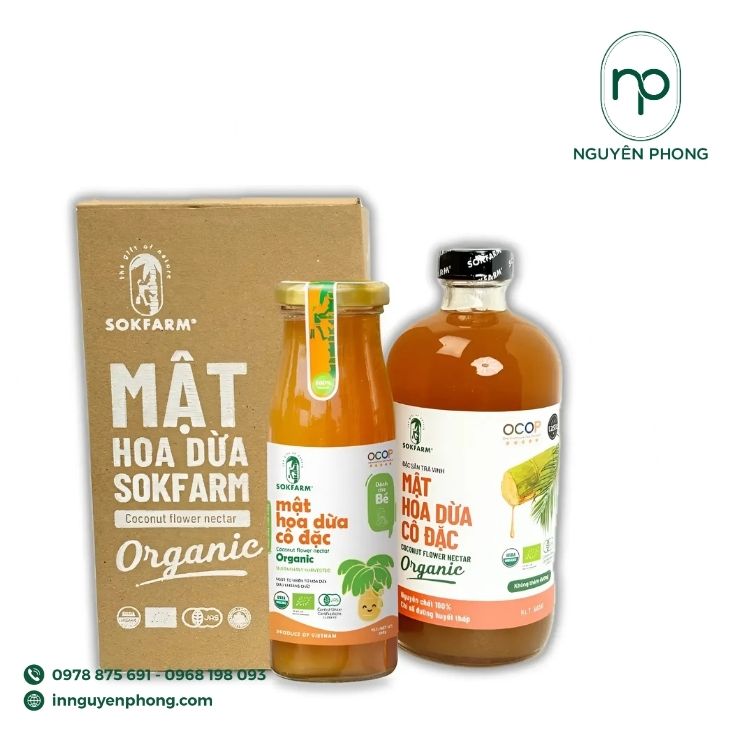 Mẫu hộp kraft đựng mật hoa dừa đơn giản